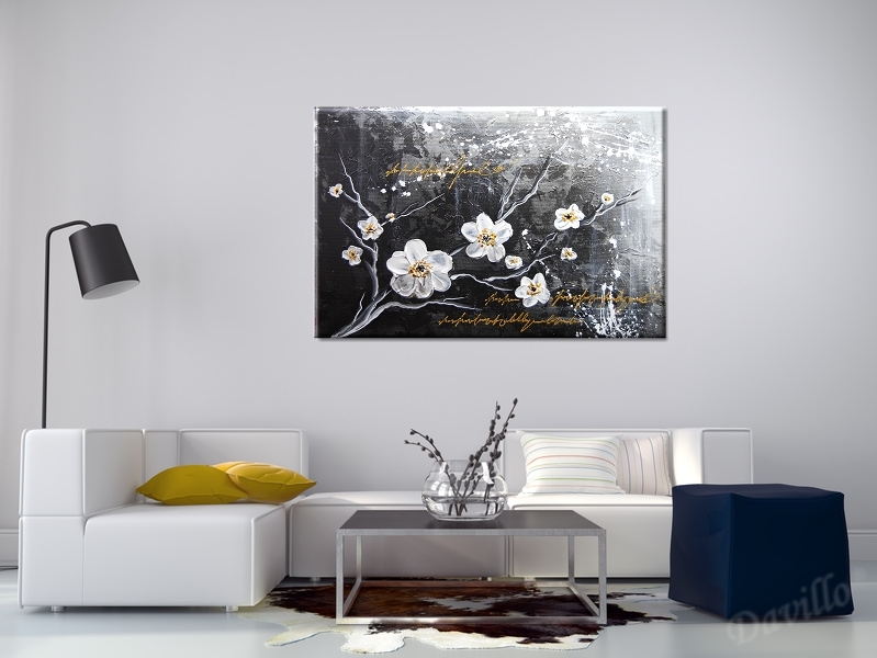černobílé moderní obrazy květin